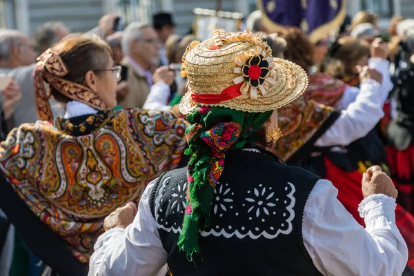 Madrid Sokaklarında Düzenlenen Geleneksel Transhumancia Festivalindeki Folklorik Gruplar — Stok fotoğraf