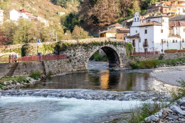 İspanya 'nın Asturias kentindeki Cangas del Narcea kentinin ortasından geçen Narcea Nehri üzerindeki Roma kökenli köprü.