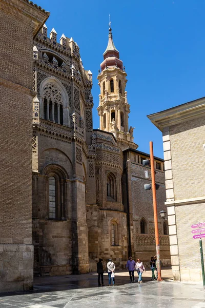 Zaragoza Spain May 2023 Details Main Tower Zaragoza Cathedral Called — Stock Photo, Image