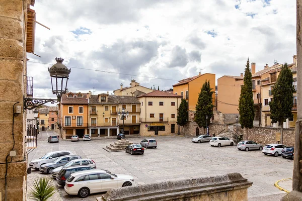 stock image Facade of the municipality of Brihuega with official flags,March 05, 2016 in Brihuega, Spain