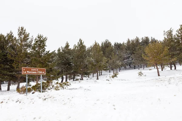 Снежный Пейзаж Горного Порта Моркуэра Мадриде Испания — стоковое фото