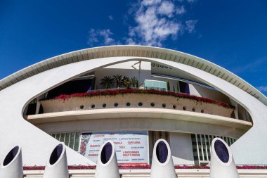 Valencia, İspanya 'daki Sanat ve Bilim Binaları' nın panoramik manzarası