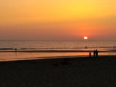 Sancti Petri 'de gün batımı, Chiclana de la Frontera, İspanya