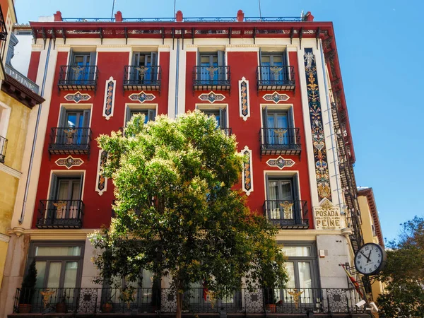 Pohled Fasádu Posada Del Peine Jednoho Nejstarších Hotelů Madridu — Stock fotografie