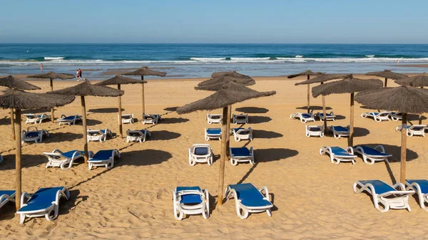 stock image hammocks on the beach of La Barrosa, Cadiz, Spain