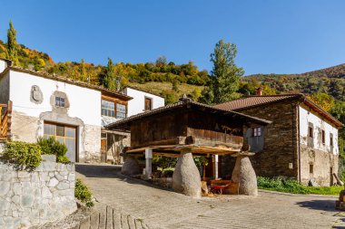 Horreo adında bir kasabadaki Asturian ambarı.