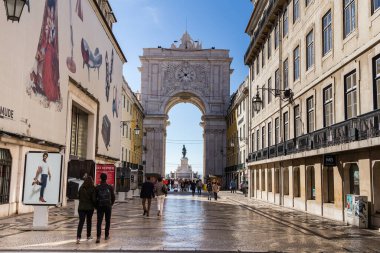 Lizbon, Portekiz - 30 Mart 2015: Lizbon, Portekiz 'deki Ticaret Meydanı