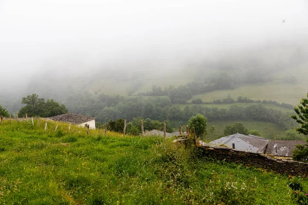 Valle Lietariegos Asturie Spagna Coperta Nebbia Mattutina — Foto Stock