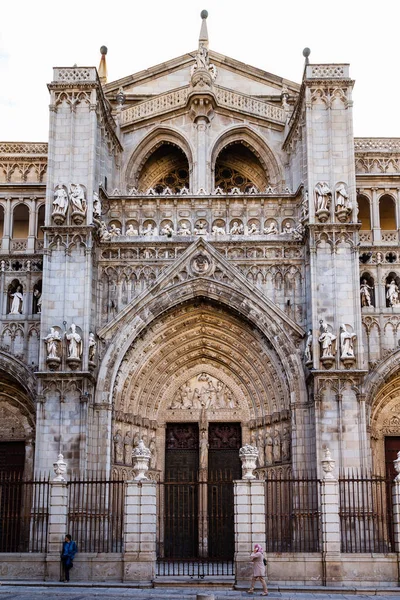 Details Van Gevel Van Kathedraal Van Toledo Spanje — Stockfoto