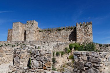 Trujillo, İspanya - 3 Mayıs 2014: Trujillo, İspanya şehir merkezinin tarihi binalarının detayları