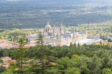 View of the El Escorial Monastery from the Abantos mountain viewpoint clipart