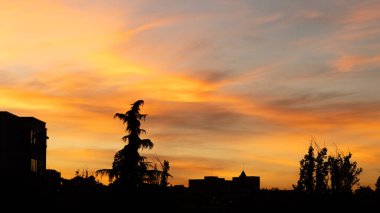 Sunset in the Carabanchel district of Madrid clipart