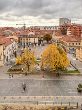 Leon, Spain - November 02, 2024: Exterior facade of the buildings in the Plaza de Saint Marcellus in the city of Leon, Spain clipart