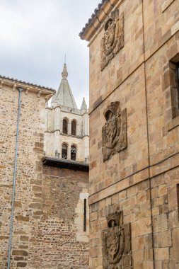 Leon, İspanya - 02 Kasım 2024: İspanya 'nın Leon kentindeki Plaza de la Regla şehrinin çevresindeki sokaklar ve tarihi binalar