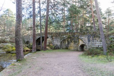 Brigde Navalacarreta, Segovia 'nın Sierra de Guadarrama bölgesinden geçen Eresma Nehri kıyıları.