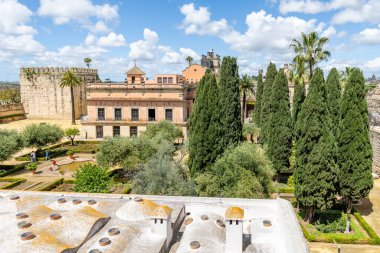 Jerez de la Frontera, İspanya - 15 Mayıs 2025: Alcazar 'ın detayları, İspanya' nın Jerez de la Frontera kentindeki tarihi merkezdeki ortaçağ sarayı