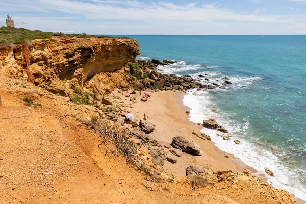 Conil de la Frontera 'daki güzel Calas de Roche plajı, Cadiz, İspanya