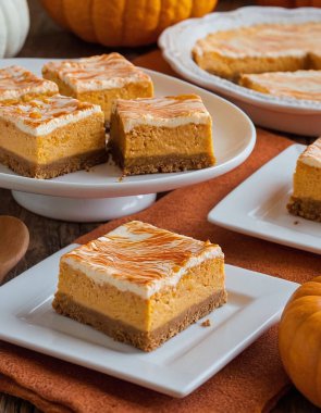 Balkabaklı peynirli kek barları.