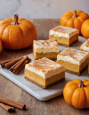 Balkabaklı peynirli kek barları.