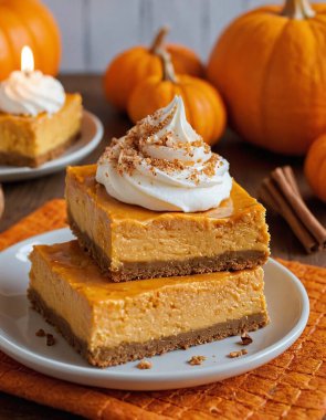 Balkabaklı peynirli kek barları.