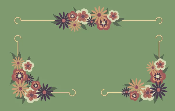 Vintage Blumenrahmenecke Mit Blumen Und Blätterdekor Vektor Für Einladungskarten Banner — Stockvektor