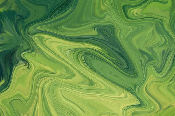 グリーンインクの質感アクリル塗装波のテクスチャ背景 — ストック写真