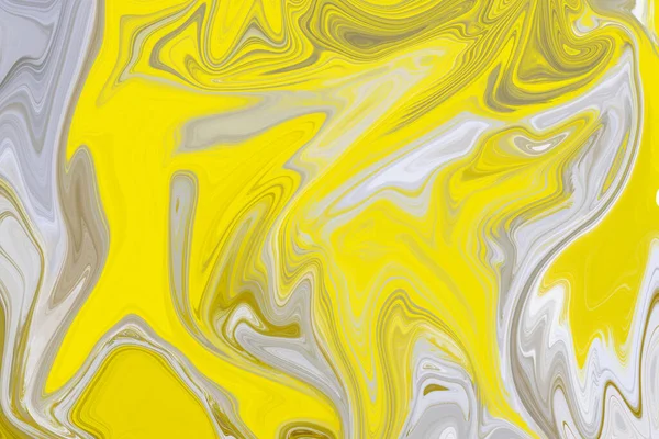 Abstrakte Kunst Weiß Gelb Fluid Painting Muster Hintergrund Illustration — Stockfoto