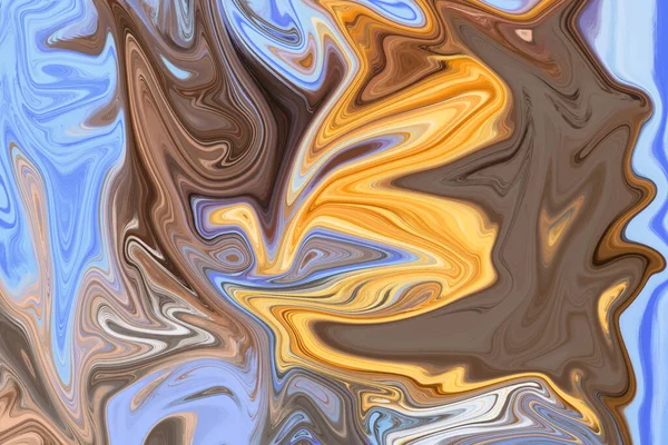 Abstrakte Kunst Brown Blue Fluid Painting Muster Hintergrund Illustration — Stockfoto