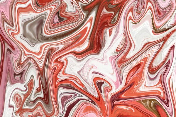 Weiß Rote Marmortinte Textur Acryl Bemalt Wellen Textur Hintergrund — Stockfoto