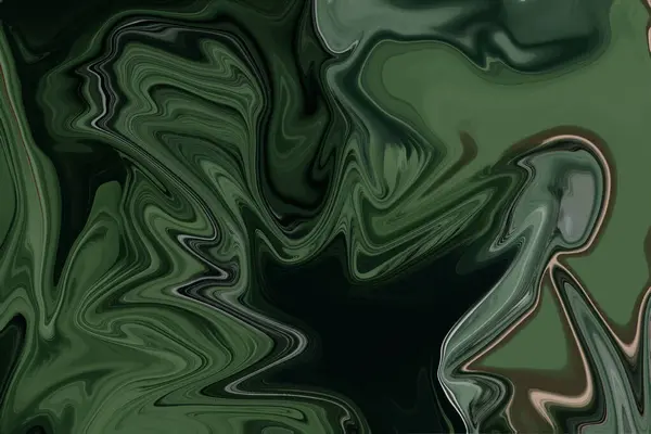 Dark Green Flüssige Textur Hintergrund Illustration — Stockfoto
