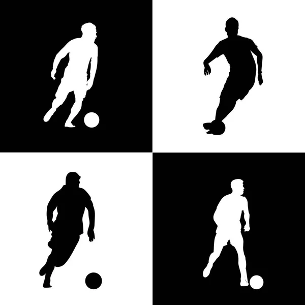 Silhouette Homme Football Dribble Avec Ballon — Image vectorielle