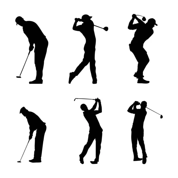 Silhouette Man Playing Golf — Stock Vector
