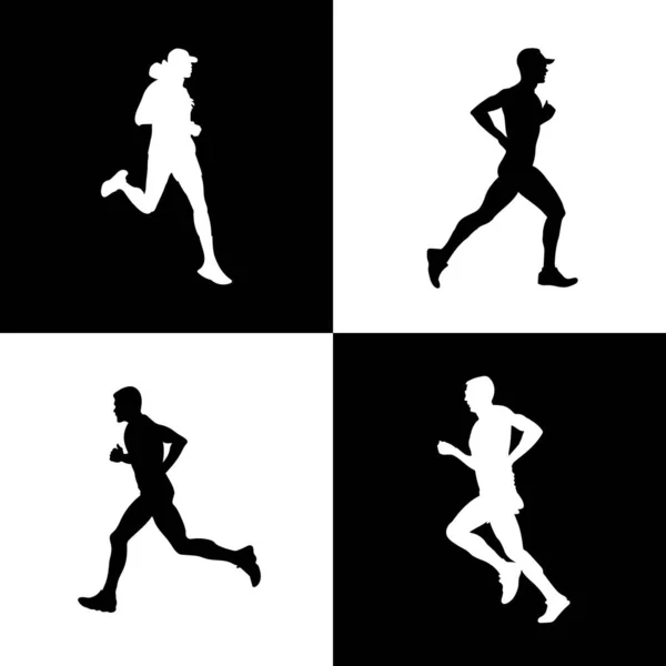 Silhouette People Running Vector Illustration — Stock Vector