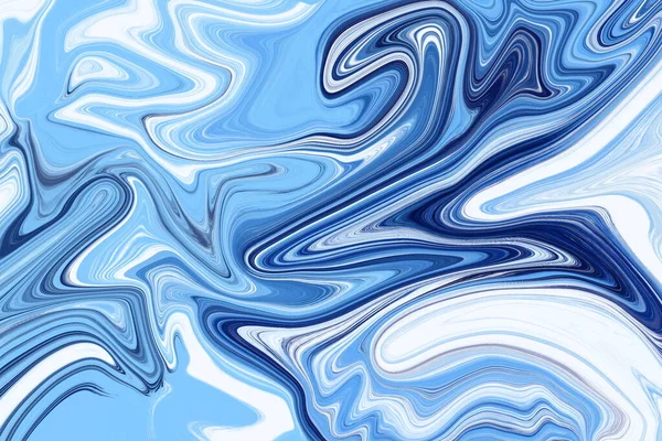 Abstrakte Kunst Blau Weiß Fluid Painting Muster Hintergrund Illustration — Stockfoto