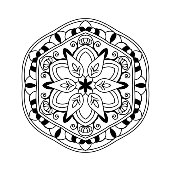 黑色和白色的简单曼达拉花用于着色书籍 老式装饰元素 东方模式矢量图解 — 图库矢量图片