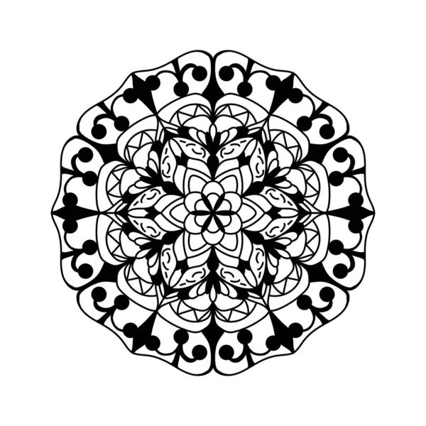 Черно Белый Цветок Мандалы Раскраски Книги Винтажные Декоративные Элементы Восточная — стоковый вектор