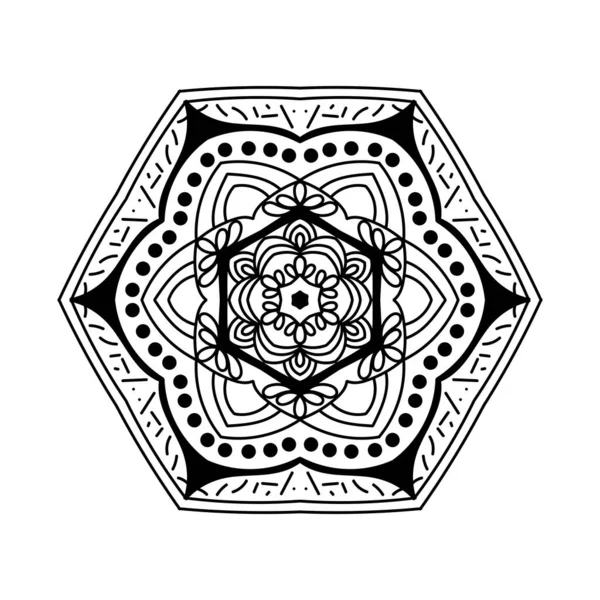 Schwarz Weiß Einfache Mandala Blume Für Malbuch Vintage Dekorative Elemente — Stockvektor