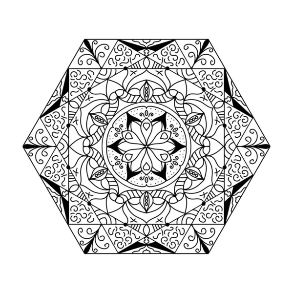 Black White Simple Mandala Flower Coloring Book Vintage Decorative Elements — Stock Vector