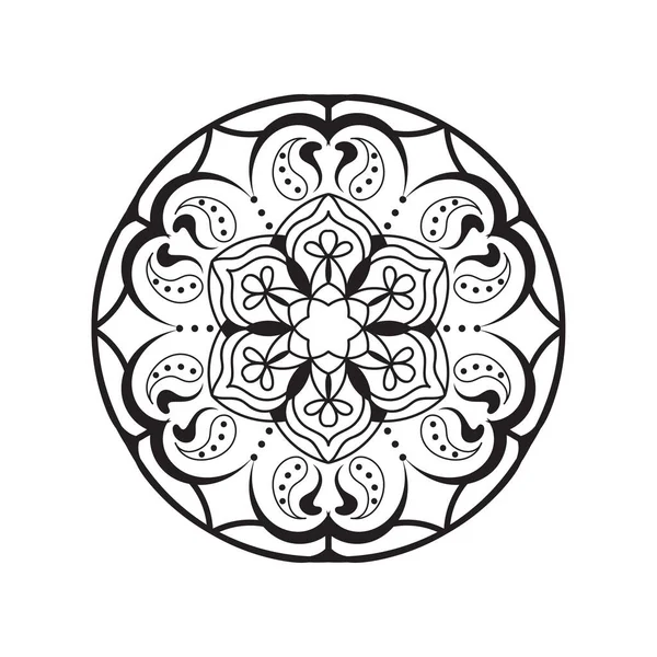 Czarno Biały Prosty Kwiat Mandala Kolorowanki Vintage Elementy Dekoracyjne — Wektor stockowy