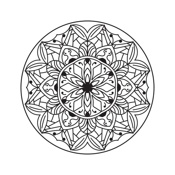 Svart Och Vit Enkel Mandala Blomma För Målarbok Vintage Dekorativa — Stock vektor