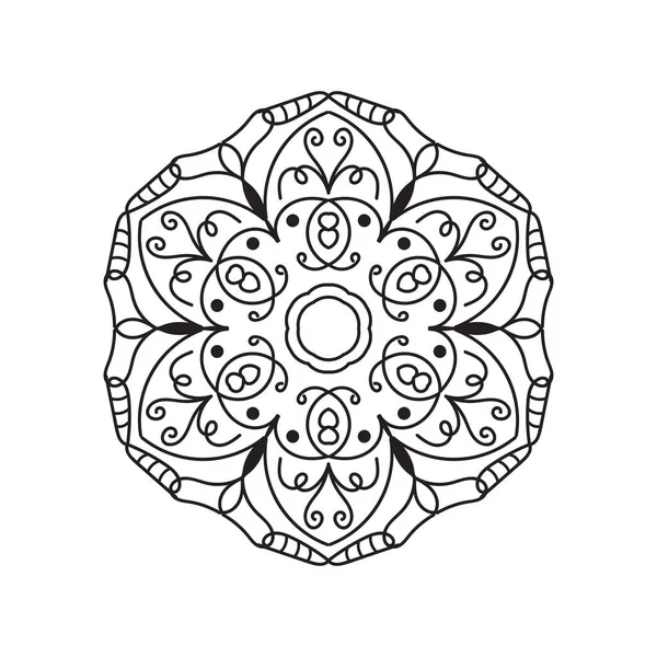 Fleur Mandala Simple Noir Blanc Pour Livre Colorier Éléments Décoratifs — Image vectorielle