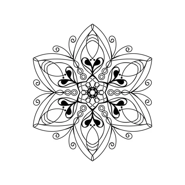 Černá Bílá Jednoduchá Mandala Květina Pro Omalovánky Ročníkové Dekorativní Prvky — Stockový vektor