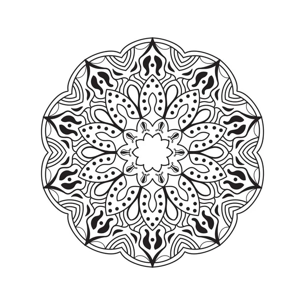 Mandala Fond Noir Blanc Concept Conception — Image vectorielle