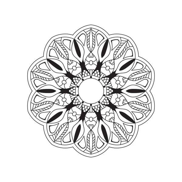 Мандала Черно Белый Дизайн Концепт Раскраски Фона Книги — стоковый вектор