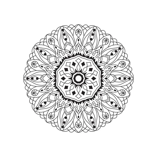 Mandala Bianco Nero Libro Colorare Sfondo Concept Design — Vettoriale Stock