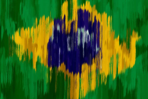 Тло Пензлем Абстрактний Кольоровий Прапор Бразилії — стокове фото