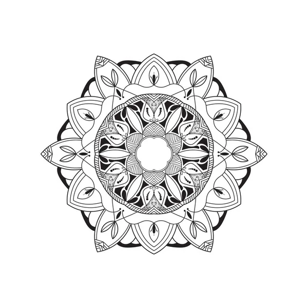 Ornement Mandala Fond Noir Blanc Concept Conception — Image vectorielle