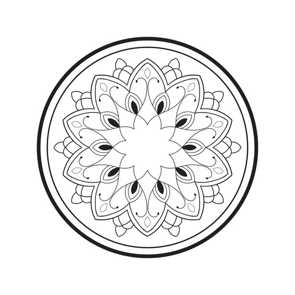 Christmas Ornament Mandala Black White — Stock Vector