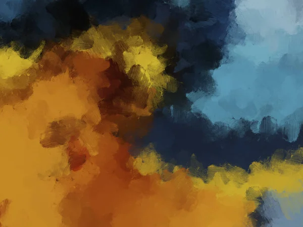 simple background with colorful oil paint brushes yellow blue
