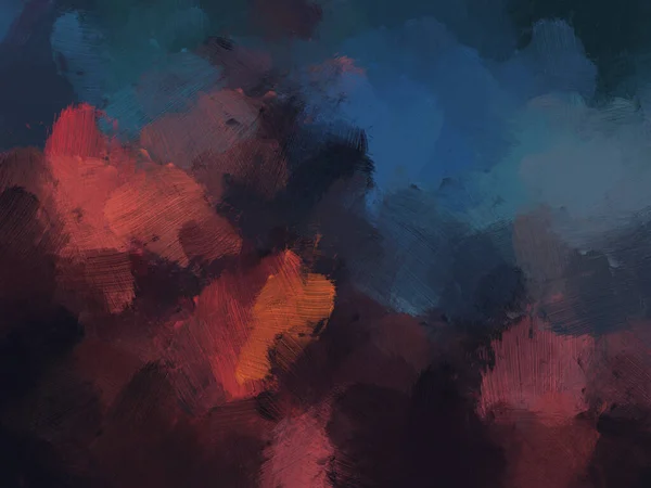 Colorful Oil Paint Brush Abstract Background Blue Red — 스톡 사진